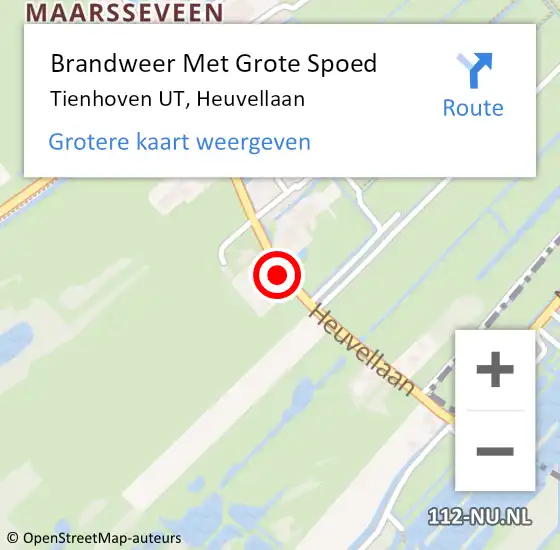 Locatie op kaart van de 112 melding: Brandweer Met Grote Spoed Naar Tienhoven UT, Heuvellaan op 13 augustus 2016 20:42