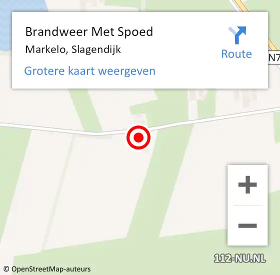 Locatie op kaart van de 112 melding: Brandweer Met Spoed Naar Markelo, Slagendijk op 13 augustus 2016 20:50