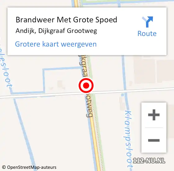 Locatie op kaart van de 112 melding: Brandweer Met Grote Spoed Naar Andijk, Dijkgraaf Grootweg op 13 augustus 2016 20:56