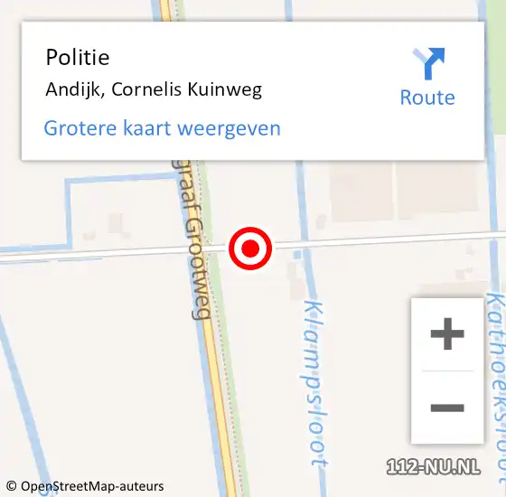 Locatie op kaart van de 112 melding: Politie Andijk, Cornelis Kuinweg op 13 augustus 2016 20:56