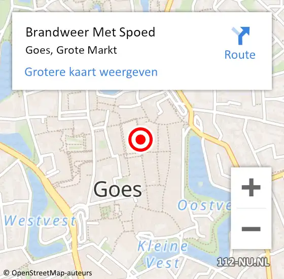 Locatie op kaart van de 112 melding: Brandweer Met Spoed Naar Goes, Grote Markt op 24 december 2013 06:56