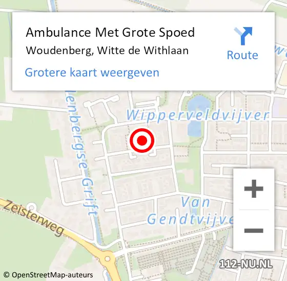 Locatie op kaart van de 112 melding: Ambulance Met Grote Spoed Naar Woudenberg, Witte de Withlaan op 13 augustus 2016 22:49