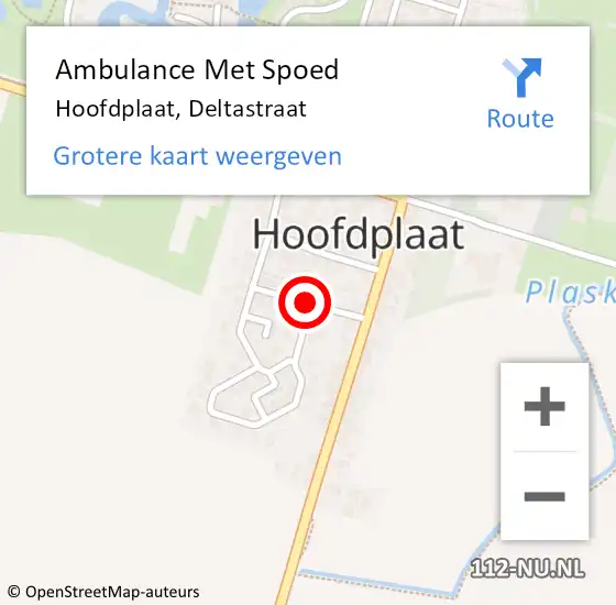 Locatie op kaart van de 112 melding: Ambulance Met Spoed Naar Hoofdplaat, Deltastraat op 14 augustus 2016 00:08