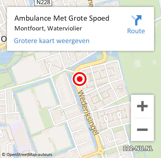 Locatie op kaart van de 112 melding: Ambulance Met Grote Spoed Naar Montfoort, Waterviolier op 14 augustus 2016 01:48