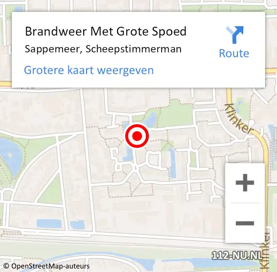 Locatie op kaart van de 112 melding: Brandweer Met Grote Spoed Naar Sappemeer, Scheepstimmerman op 14 augustus 2016 02:02