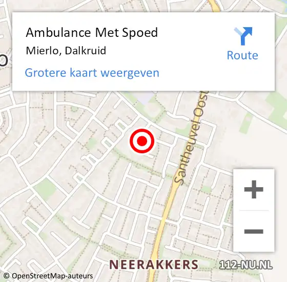 Locatie op kaart van de 112 melding: Ambulance Met Spoed Naar Mierlo, Dalkruid op 14 augustus 2016 03:17