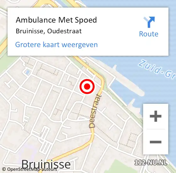 Locatie op kaart van de 112 melding: Ambulance Met Spoed Naar Bruinisse, Oudestraat op 14 augustus 2016 03:21