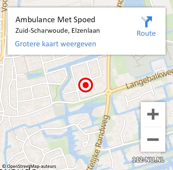 Locatie op kaart van de 112 melding: Ambulance Met Spoed Naar Zuid-Scharwoude, Elzenlaan op 14 augustus 2016 04:15