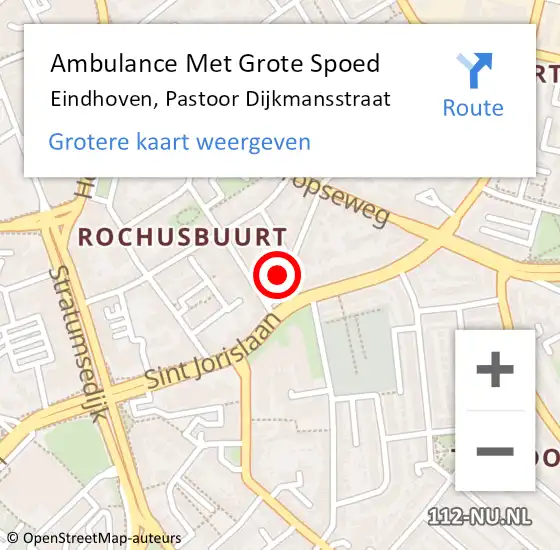 Locatie op kaart van de 112 melding: Ambulance Met Grote Spoed Naar Eindhoven, Pastoor Dijkmansstraat op 14 augustus 2016 04:41