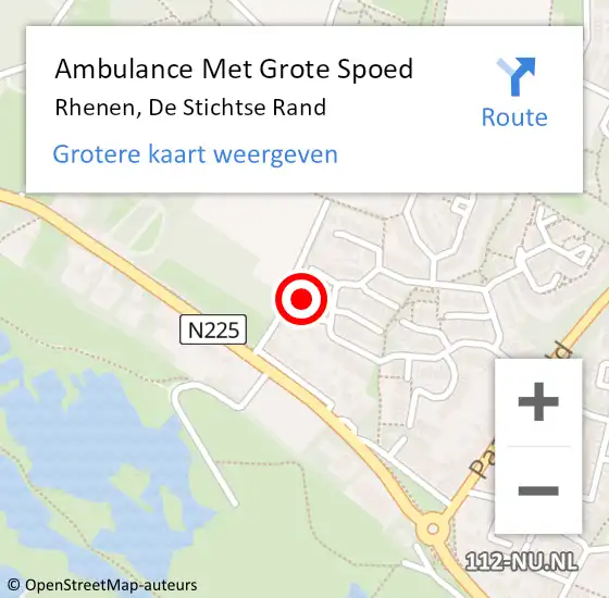 Locatie op kaart van de 112 melding: Ambulance Met Grote Spoed Naar Rhenen, De Stichtse Rand op 14 augustus 2016 06:36