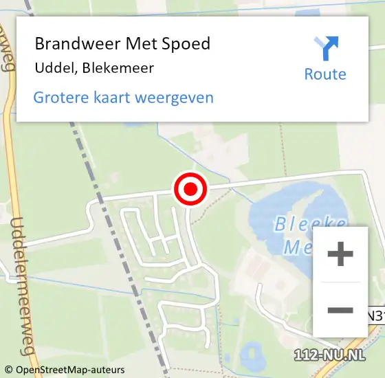 Locatie op kaart van de 112 melding: Brandweer Met Spoed Naar Uddel, Blekemeer op 24 december 2013 07:22