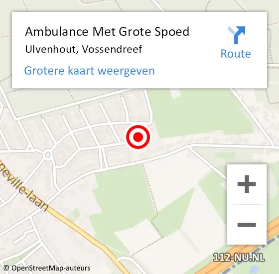 Locatie op kaart van de 112 melding: Ambulance Met Grote Spoed Naar Ulvenhout, Vossendreef op 14 augustus 2016 09:25