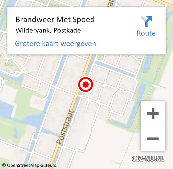 Locatie op kaart van de 112 melding: Brandweer Met Spoed Naar Wildervank, Postkade op 14 augustus 2016 10:37