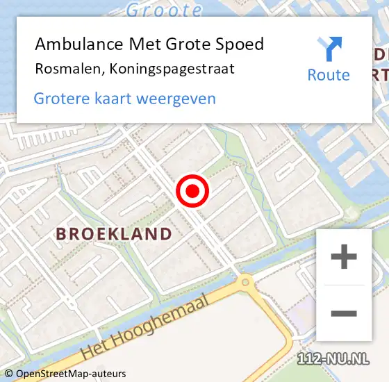 Locatie op kaart van de 112 melding: Ambulance Met Grote Spoed Naar Rosmalen, Koningspagestraat op 14 augustus 2016 10:52