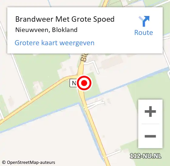 Locatie op kaart van de 112 melding: Brandweer Met Grote Spoed Naar Nieuwveen, Blokland op 14 augustus 2016 11:18