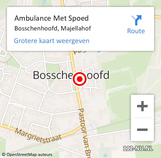 Locatie op kaart van de 112 melding: Ambulance Met Spoed Naar Bosschenhoofd, Majellahof op 14 augustus 2016 12:42