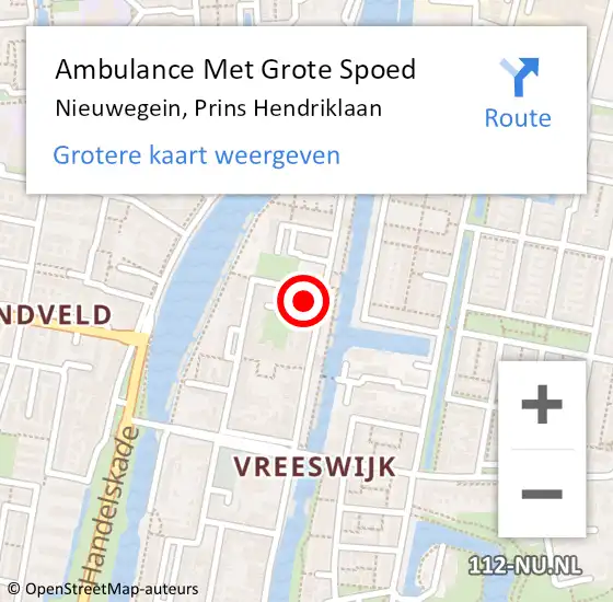 Locatie op kaart van de 112 melding: Ambulance Met Grote Spoed Naar Nieuwegein, Prins Hendriklaan op 14 augustus 2016 13:49