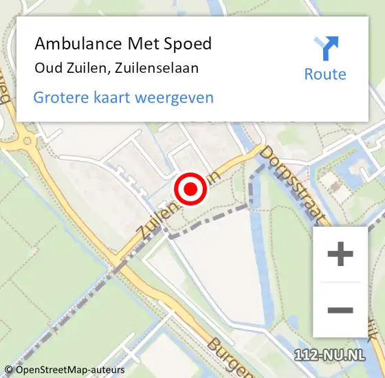 Locatie op kaart van de 112 melding: Ambulance Met Spoed Naar Oud Zuilen, Zuilenselaan op 14 augustus 2016 14:25