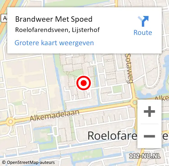Locatie op kaart van de 112 melding: Brandweer Met Spoed Naar Roelofarendsveen, Lijsterhof op 24 december 2013 07:41
