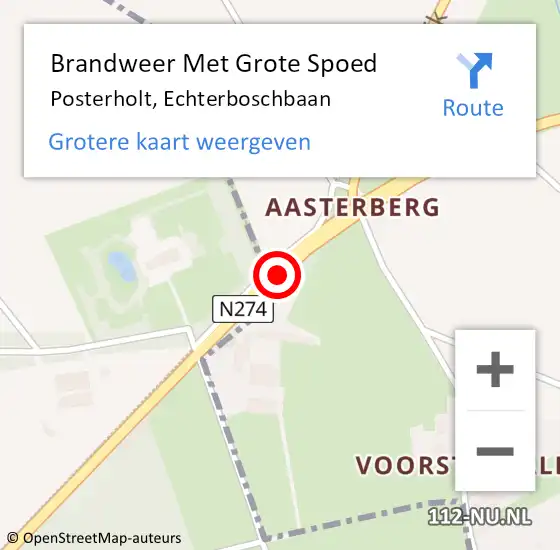 Locatie op kaart van de 112 melding: Brandweer Met Grote Spoed Naar Posterholt, Echterboschbaan op 14 augustus 2016 14:42