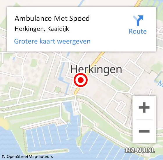 Locatie op kaart van de 112 melding: Ambulance Met Spoed Naar Herkingen, Kaaidijk op 14 augustus 2016 16:06