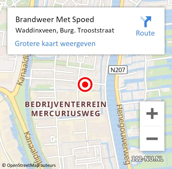 Locatie op kaart van de 112 melding: Brandweer Met Spoed Naar Waddinxveen, Burg. Trooststraat op 14 augustus 2016 16:39