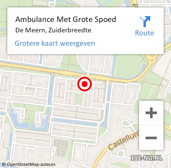 Locatie op kaart van de 112 melding: Ambulance Met Grote Spoed Naar De Meern, Zuiderbreedte op 14 augustus 2016 17:20