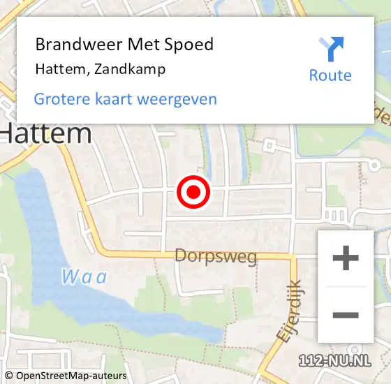 Locatie op kaart van de 112 melding: Brandweer Met Spoed Naar Hattem, Zandkamp op 14 augustus 2016 17:31