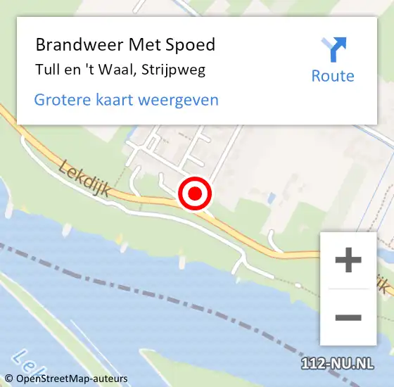 Locatie op kaart van de 112 melding: Brandweer Met Spoed Naar Tull en 't Waal, Strijpweg op 14 augustus 2016 18:41