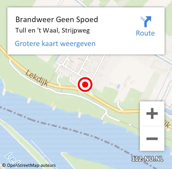 Locatie op kaart van de 112 melding: Brandweer Geen Spoed Naar Tull en 't Waal, Strijpweg op 14 augustus 2016 18:43