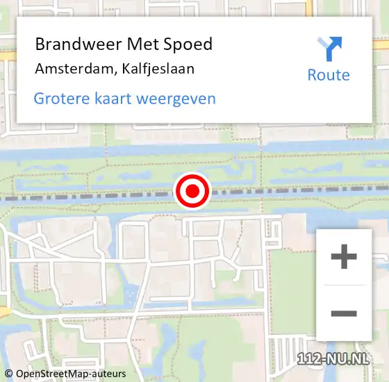 Locatie op kaart van de 112 melding: Brandweer Met Spoed Naar Amsterdam, Kalfjeslaan op 14 augustus 2016 18:49