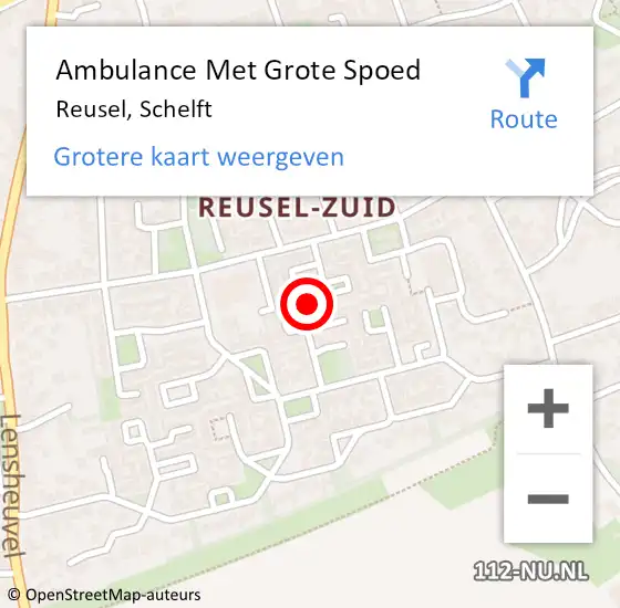Locatie op kaart van de 112 melding: Ambulance Met Grote Spoed Naar Reusel, Schelft op 14 augustus 2016 18:55