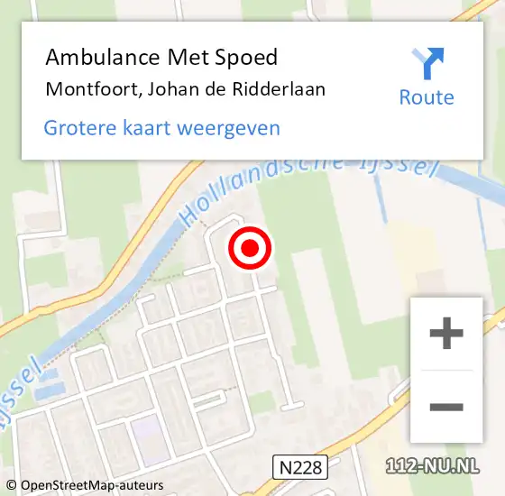 Locatie op kaart van de 112 melding: Ambulance Met Spoed Naar Montfoort, Johan de Ridderlaan op 14 augustus 2016 20:34