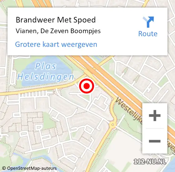 Locatie op kaart van de 112 melding: Brandweer Met Spoed Naar Vianen, De Zeven Boompjes op 14 augustus 2016 20:43