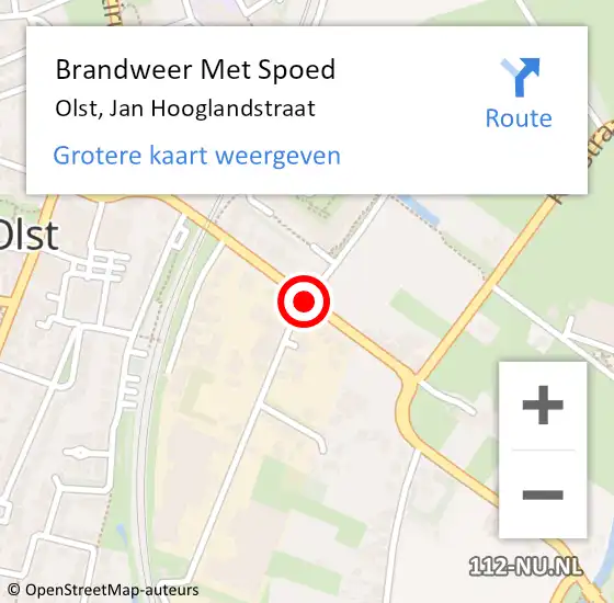Locatie op kaart van de 112 melding: Brandweer Met Spoed Naar Olst, Jan Hooglandstraat op 24 december 2013 08:03