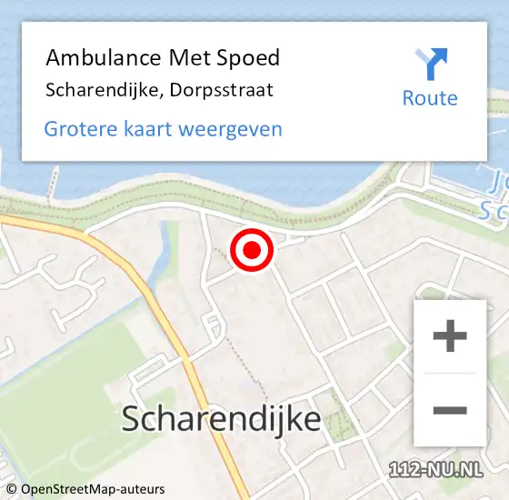 Locatie op kaart van de 112 melding: Ambulance Met Spoed Naar Scharendijke, Dorpsstraat op 14 augustus 2016 21:27