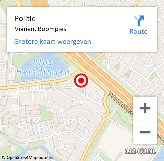 Locatie op kaart van de 112 melding: Politie Vianen, Boompjes op 14 augustus 2016 21:46