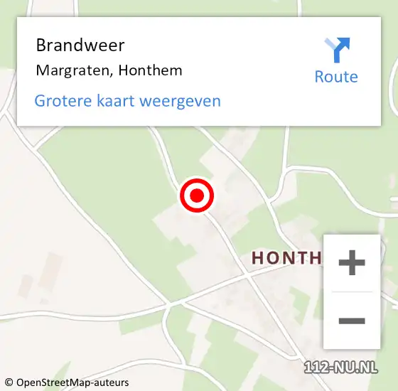 Locatie op kaart van de 112 melding: Brandweer Margraten, Honthem op 24 december 2013 08:05