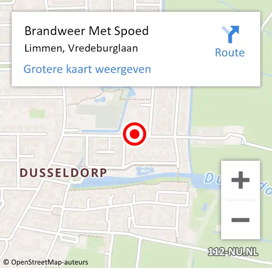 Locatie op kaart van de 112 melding: Brandweer Met Spoed Naar Limmen, Vredeburglaan op 24 december 2013 08:06