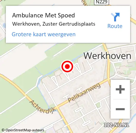 Locatie op kaart van de 112 melding: Ambulance Met Spoed Naar Werkhoven, Zuster Gertrudisplaats op 15 augustus 2016 00:01