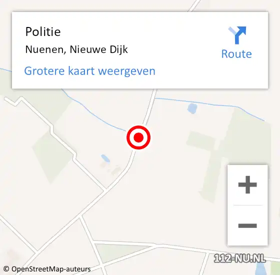 Locatie op kaart van de 112 melding: Politie Nuenen, Nieuwe Dijk op 15 augustus 2016 01:25