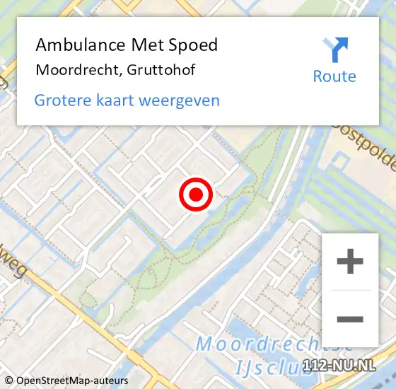 Locatie op kaart van de 112 melding: Ambulance Met Spoed Naar Moordrecht, Gruttohof op 15 augustus 2016 01:41