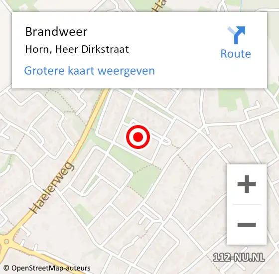 Locatie op kaart van de 112 melding: Brandweer Horn, Heer Dirkstraat op 24 december 2013 08:18