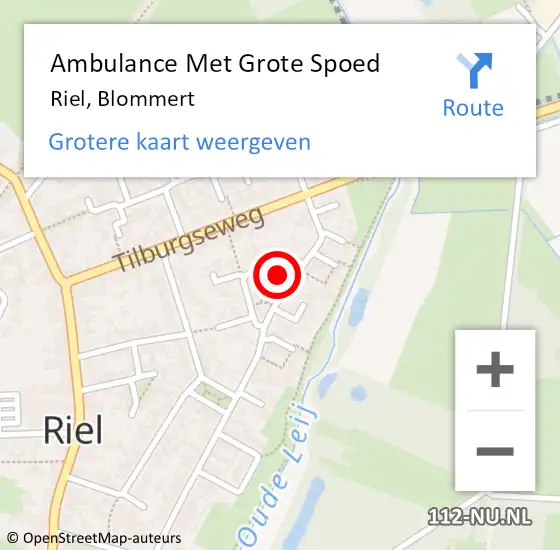 Locatie op kaart van de 112 melding: Ambulance Met Grote Spoed Naar Riel, Blommert op 15 augustus 2016 08:06