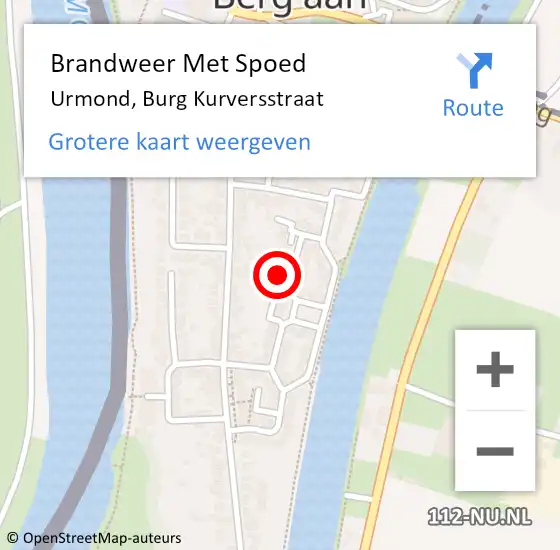 Locatie op kaart van de 112 melding: Brandweer Met Spoed Naar Urmond, Burg Kurversstraat op 15 augustus 2016 08:25