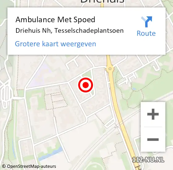 Locatie op kaart van de 112 melding: Ambulance Met Spoed Naar Driehuis Nh, Tesselschadeplantsoen op 15 augustus 2016 08:50