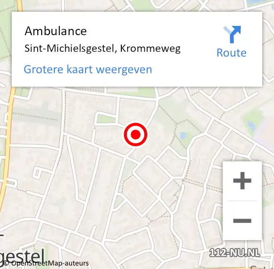 Locatie op kaart van de 112 melding: Ambulance Sint-Michielsgestel, Krommeweg op 15 augustus 2016 09:40