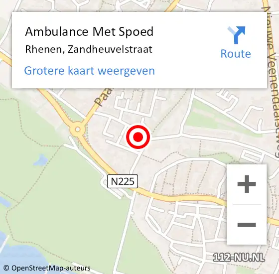 Locatie op kaart van de 112 melding: Ambulance Met Spoed Naar Rhenen, Zandheuvelstraat op 15 augustus 2016 10:33