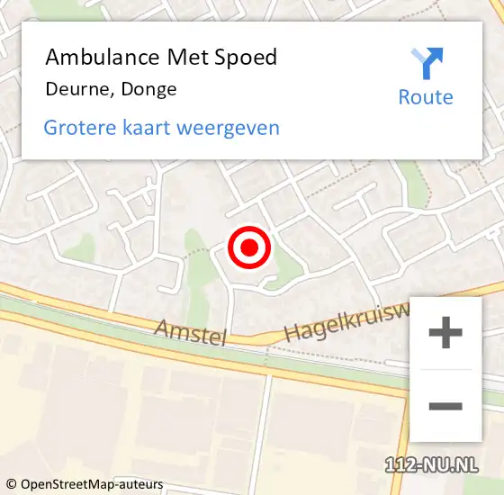 Locatie op kaart van de 112 melding: Ambulance Met Spoed Naar Deurne, Donge op 15 augustus 2016 11:55