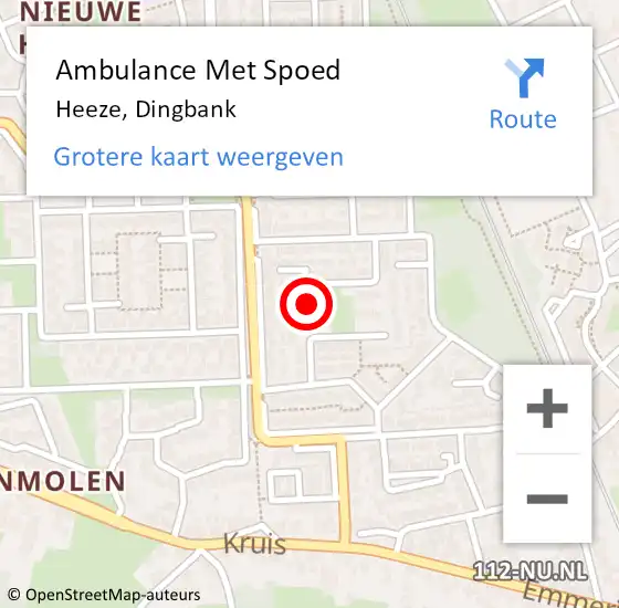 Locatie op kaart van de 112 melding: Ambulance Met Spoed Naar Heeze, Dingbank op 15 augustus 2016 12:16